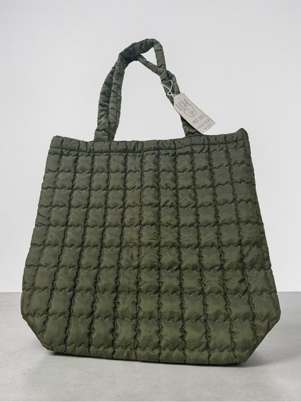 Love At First Sight Quilted Olive Green Everyday Tote